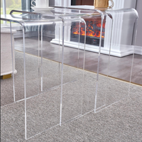 Tables d'appoint en acrylique transparentes en forme de U modernes et personnalisées, ensemble de 3 tables basses pour le salon