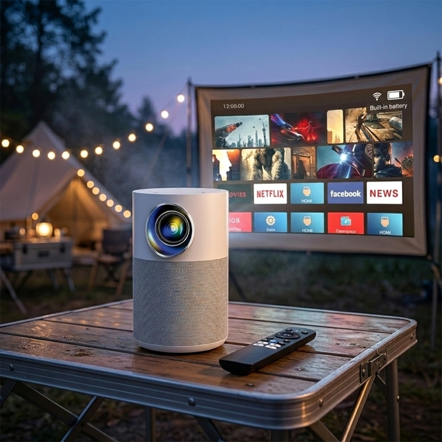 Factory Direct Portable LED Projector 4K Outdoor Mini Android 14 720P Built-in 3200mAh Battery Smart LCD 170 ANSI Lumens