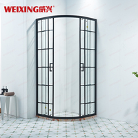 Cabine de douche moderne de qualité supérieure pour hôtel et maison, avec cadre rond en verre trempé noir et aluminium