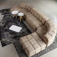 Vintage Luxus-Sofa-Set aus Vollnarbenleder, Modulares Design mit Schwammfüllung, Anpassbare Farbe und Form, Bogenförmig für Wohnzimmer