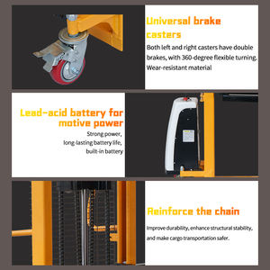 Chariot élévateur électrique JIALITE EPJ5170 1,7 m, capacité de 500 kg, gerbeur à plateforme, mât à deux étages, batterie au plomb-acide, pneus en polyuréthane - Product Image 5