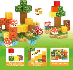 Ensemble de 100 blocs de construction magnétiques en PVC coloré - Cubes magnétiques certifiés EN71 pour les enfants de 4 à 14 ans pour un jeu créatif - Product Image 5