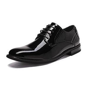 Chaussures habillées pour hommes en cuir verni brillant, à bout pointu, à lacets, style Oxford, respirantes, légères, antidérapantes, pour fêtes et bureau, faible MOQ, OEM - Product Image 1