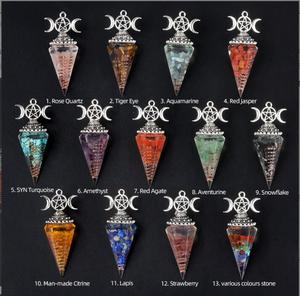 Piedra preciosa de cristal Hexagonal facetado péndulos puntiagudos Reiki Chakra colgante péndulo para radiestesia adivinación espiritual - Product Image 4
