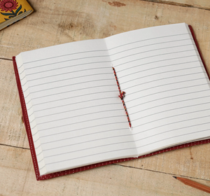 Red Kalamkari Fabric Cover Handmade Paper Notebook Sustainable Ethnic Craft <b>Journal</b> for <b>Writing</b> and Sketching (7 x 5 in) - Product Image 3