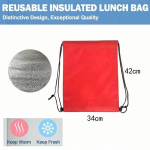 Promotional Custom Logo Polyester Waterproof Insulated Reusable Foldable <b>Drawstring</b> <b>Backpack</b> Cooler Bag Customized Color Silk - Product Image 4