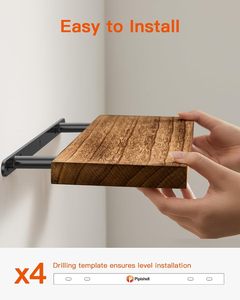 Mensola da Parete in Legno di Paulownia Personalizzata, Stile Rustico <span class=keywords><strong>Marrone</strong></span> Bruciato, 40cm, per <span class=keywords><strong>Cucina</strong></span> - Product Image 2