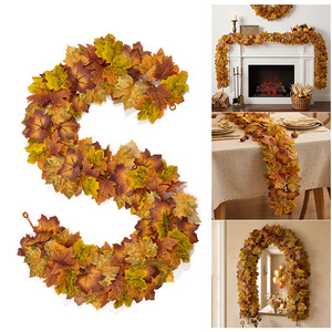Chemin de table en feuilles d'érable simulées pour l'automne, 100cm-200cm, style naturel en soie, décoration pour la fête de la récolte - Product Image 2