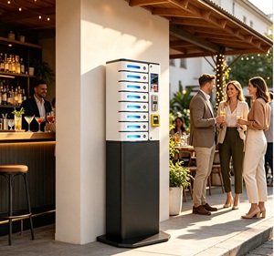Estación de Carga Comercial MIA Premium de 8 Compartimentos, Operada con Monedas y Tarjetas Nayax, para Montaje en Pared, para Teléfonos Móviles - Product Image 6