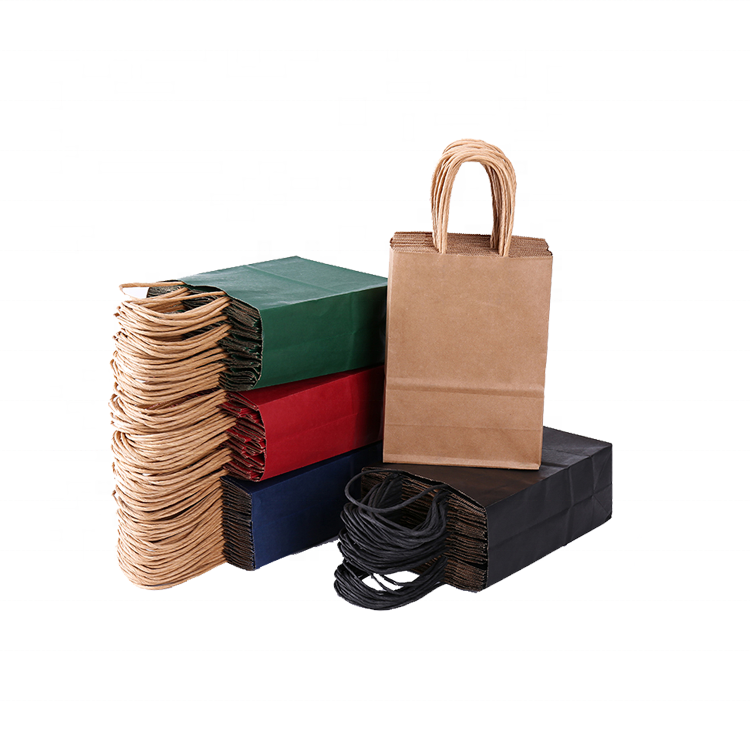 Natural Brown Kraft Paper Bags with Twisted Handle Customizable