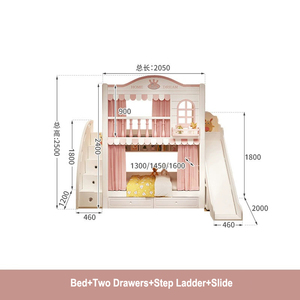 Giường tầng trẻ em gỗ tự nhiên mới 135*190cm, giường tầng đa năng tích hợp ngăn chứa đồ 150*190cm, giường tầng công chúa màu hồng dành cho bé gái - Product Image 6