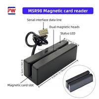 Lector de Tarjetas de Crédito de Banda Magnética de Alta Calidad, Mini, de 1, 2 o 3 Pistas, MSR98, Acceso por Puerto Serie, Material ABS, 13.56MHz