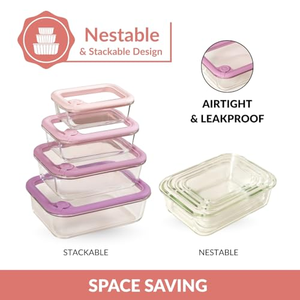 Organizador de Cocina, Recipiente de Vidrio Borosilicato Apto para Microondas, Lonchera Bento para el Regreso a Clases, Contenedor de Alimentos Calentables, Diseño Multifuncional - Product Image 2