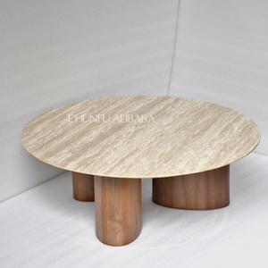 Tavolino da Caffè Nordico Minimalista Moderno Creativo in Pietra Naturale di Forma Speciale Estensibile Convertibile in Travertino per Soggiorno - Product Image 2