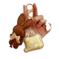 Porte-clés Lapin en Cuir Adorables, Mini Breloques Dorées, Pendentifs Lapin Multicolores pour Sac et Clés, Cadeau de Luxe en Gros