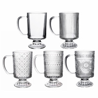 Verres à vin personnalisés avec logo, motif floral vintage en relief, écologiques et durables, 225 ml, pour hôtels et événements