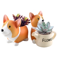 Pot de plantes en résine pour chien, unité de 2 pots de fleurs pour chiens animaux, Adorable dessin animé, jardinière succulente