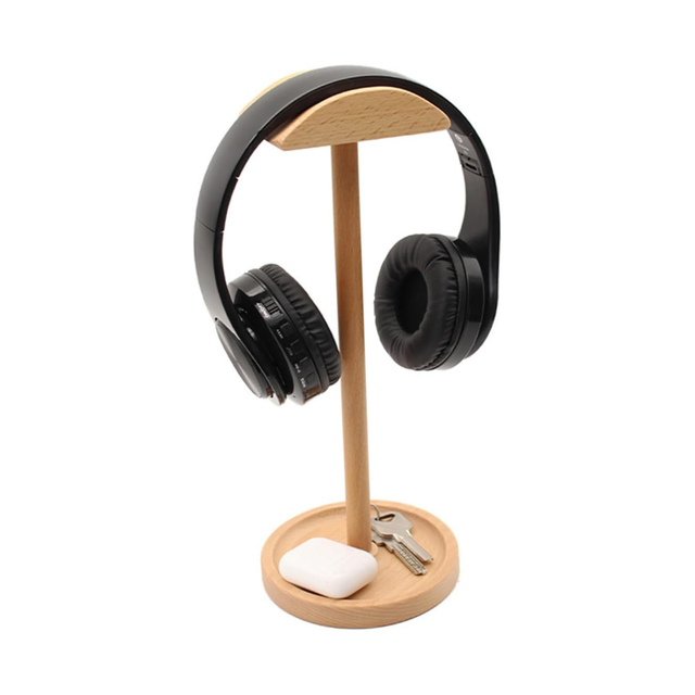 Headset Headphones Holder Desktop Stand Wood Bracket Headphone Display Rack Tabletop Headphone Hanger