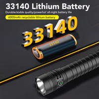 Lampe torche LED haute puissance Big Hand, étanche IP68, en alliage d'aluminium, longue portée 1500 lumens, rechargeable USB, portée du faisceau 300-400 m