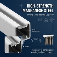 Rail de rideau manuel télescopique de luxe haut de gamme |   Rail réglable en acier au manganèse haute densité, durable, écologique, moderne