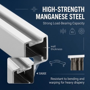 Riel <span class=keywords><strong>de</strong></span> Cortina Manual Telescópico Premium |   Riel Ajustable <span class=keywords><strong>de</strong></span> Acero al Manganeso <span class=keywords><strong>de</strong></span> Alta Densidad <span class=keywords><strong>para</strong></span> Cubierta <span class=keywords><strong>de</strong></span> Ventana Interior Moderna - Product Image 2