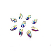 Forme de larme dos plat deux trous verre cristal AB coudre sur pierre pour les femmes danse vêtement robe accessoires
