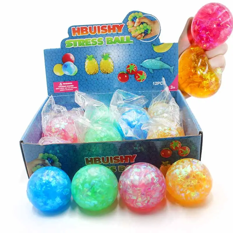 7cm Glitter Splat Ball TPR Squeeze Stress Relief Ball Stretch giocattoli per bambini