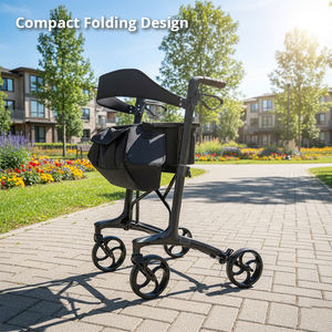 특수 탄소 섬유 4륜 보행 보조기(롤레이터) 재활 환자용 야외 이동 보조기구 높이 조절 가능 시트 및 가방 포함 - Product Image 2