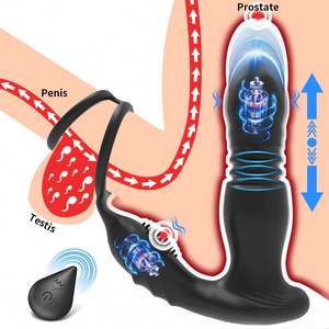 Hulamy App Afstandsbediening Telescopische Dildo Anale Butt Plug Prostaatmassage Vertraging Dubbele Ring Mannelijke Homo Anale Vibrator Butt Plug - Product Image 2