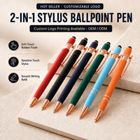 Ventes chaudes - Stylo à bille en métal de luxe personnalisé - Finition or rose - Toucher en caoutchouc souple - Avec logo de marque gravé au laser promotionnel