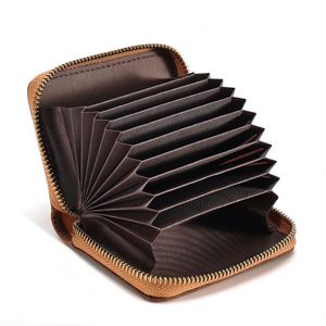 กระเป๋าสตางค์หนังวัวแท้ลายวินเทจ ป้องกัน RFID พร้อมช่องใส่บัตรและซิป - Product Image 1
