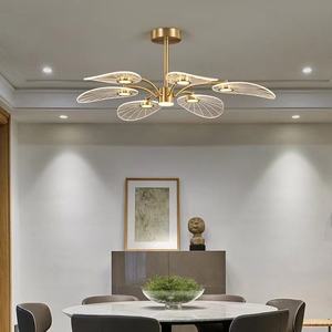 Lustre moderne à feuilles LED Lampe suspendue d'intérieur contemporaine avec interrupteur <span class=keywords><strong>de</strong></span> commande Mini suspension acrylique en aluminium PMMA - Product Image 6