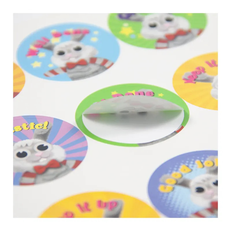 Custom Cartoon Animal Round Vinyl Paper School Teacher Supplies Criança Recompensa Etiqueta Impressão Para Crianças Etiquetas