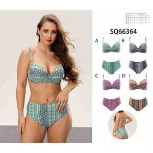 Costume da bagno bikini due pezzi da donna con top imbottito e slip a vita alta con laccetti laterali, ideale per l'estate e la spiaggia, taglie S-XL, all'ingrosso sq66364 - Product Image 1