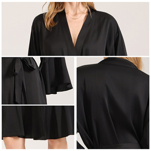 Nuova <span class=keywords><strong>Vestaglia</strong></span> Corta da Notte in Raso Chiffon Tinta Unita 2026 da <span class=keywords><strong>Donna</strong></span>, Comoda ed Elegante con Bordo in Pizzo - Product Image 4