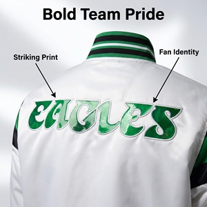 Chaqueta de Béisbol Personalizada de Satén Tejido con Estampado de los Philadelphia Eagles de la <span class=keywords><strong>NFL</strong></span> para Eventos Deportivos, Se Acepta OEM - Product Image 2