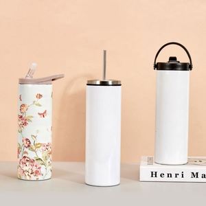 Bouteille isotherme sport en acier inoxydable à sublimation transfrontalière, tube droit, avec poignée portable et grande ouverture, pour activités de plein air - Product Image 1