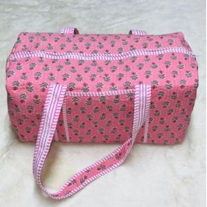 Large Cotton Weekender Travel Duffle Bag Custom Quilted Foldable Durable Sports Zipper Women Carryall Floral Printed Overnight - Product Image 3