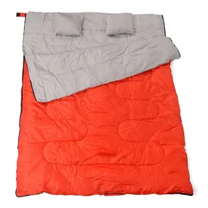 3 Season Double Adult Person Queen Sleeping Bag for Spring and Autumn Camping Outdoor Extra Large Size 2 People Sleeping Pad