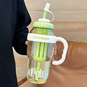 <b>Plastic</b> Cute Cup <b>Plastic</b> Water Bottle Large Capacity Portable Straw Cute Belt Straw Water Bottle Sports Bottle Fashion Cup - Product Image 5