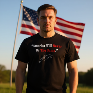 T-shirt promotionnel noir pour hommes « L'Amérique ne sera plus jamais la même » - Product Image 3