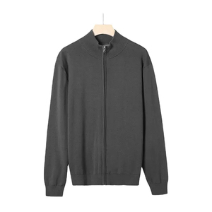 Custom OEM ODM GOTS Cotton Full Sleeve <b>Cardigan</b> <b>Sweater</b> Coat Knit <b>Sweater</b> Winter Men Zipper <b>Sweater</b> Light Brown - Product Image 3