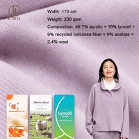Tissu Lijia en laine expansée effet seconde peau, mélange acrylique, lyocell, acétate, laine et soie, pour vêtements de détente thermiques et sous-vêtements.