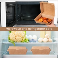 Caja de Hamburguesas Desechable de Papel Kraft de Alta Gama, Impermeable y Ecológica, Contenedor de Alimentos para Llevar