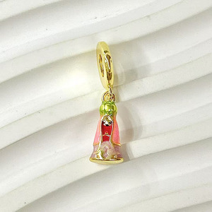 JS1888 Abalorios Colgantes de Nuestra Señora Virgen María Esmalte Chapado en Oro Estilo Europeo con Agujero Grande, Cuentas de Fianza PARA LA Fabricación de Pulseras de Cadena de Serpiente - Product Image 2