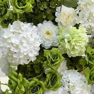 Arco de Boda con Flores Artificiales Blancas, Estructura de Acero de 5-6 pies, Estilo Verde con Rosas, Fondo Floral Duradero para Decoración de Bodas - Product Image 2