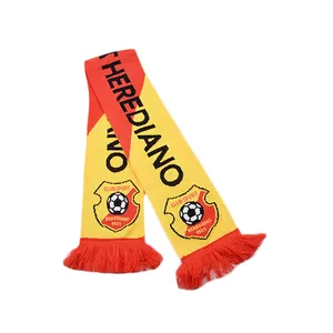 Oem team style fashionable comfortable customized printing acrylic knitted jacquard cheering club football soccer scarves