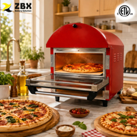 122~662 ℉   Four à pizza ZBX ETL 14 pouces avec pierre réfractaire et compartiment de maintien au chaud 110V USA Four à pizza électrique