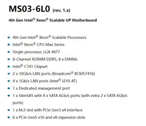 Cho Gigabyte MS03-6L0 (rev.1.x) Bo mạch chủ 4 gen chatgpt Xeon LGA 4677 chatgpt c741 DDR5 Bộ vi xử lý thử nghiệm cũng bofore shipppi - Product Image 3