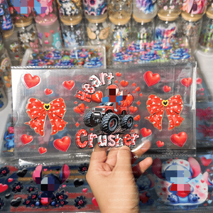 Producción completada Uv Dtf Wraps 16 oz Día de San Valentín dibujos animados 3D Uv Dtf transferencia <span class=keywords><strong>vinilo</strong></span> taza envoltura impermeable pegatina para vidrio - Product Image 1